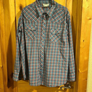 Wrangler Men’s XXL Pearl Snap Long Sleeve Button Down